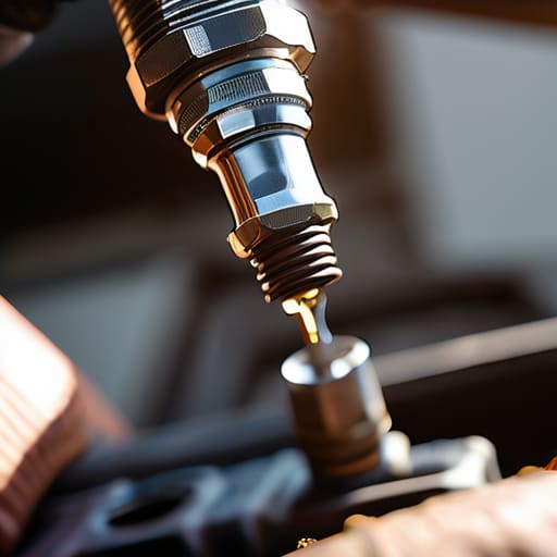 Mechanic performing a spark plug replacement.