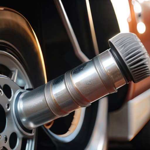Technician performing vehicle chassis lubrication.